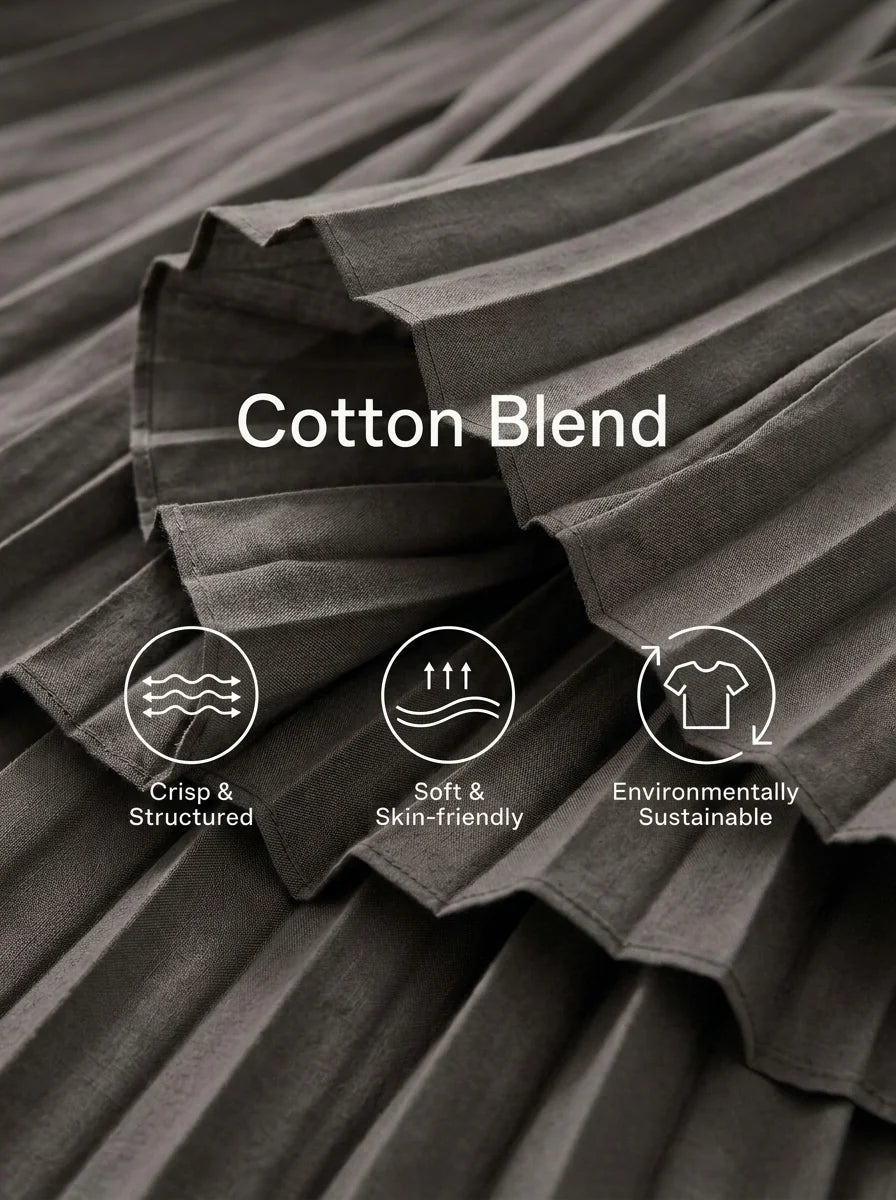 Women's Two-Tone Draped-Neck Pleated Maxi Dress – Product view | Hensley London