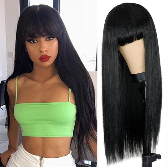Women's Multi-color Wig Set Long Straight Short Hair with Bangs 1