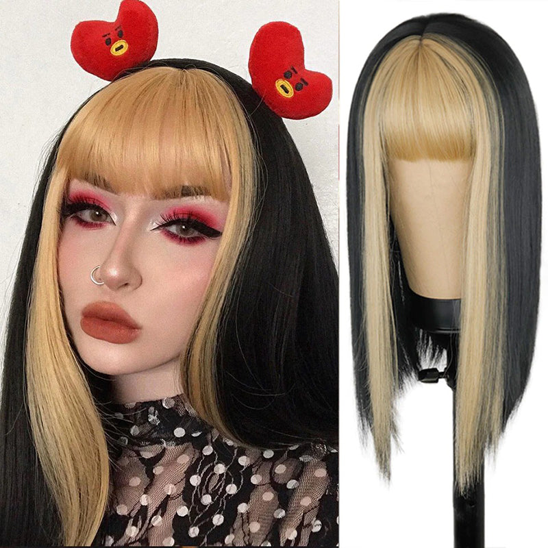 Women's Multi-color Wig Set Long Straight Short Hair with Bangs 18