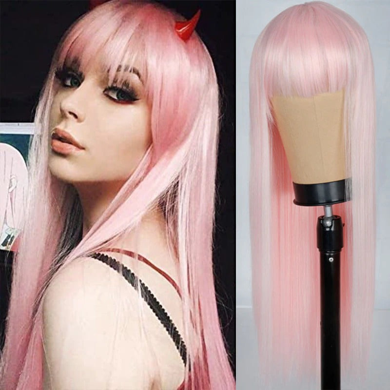 Women's Multi-color Wig Set Long Straight Short Hair with Bangs 30