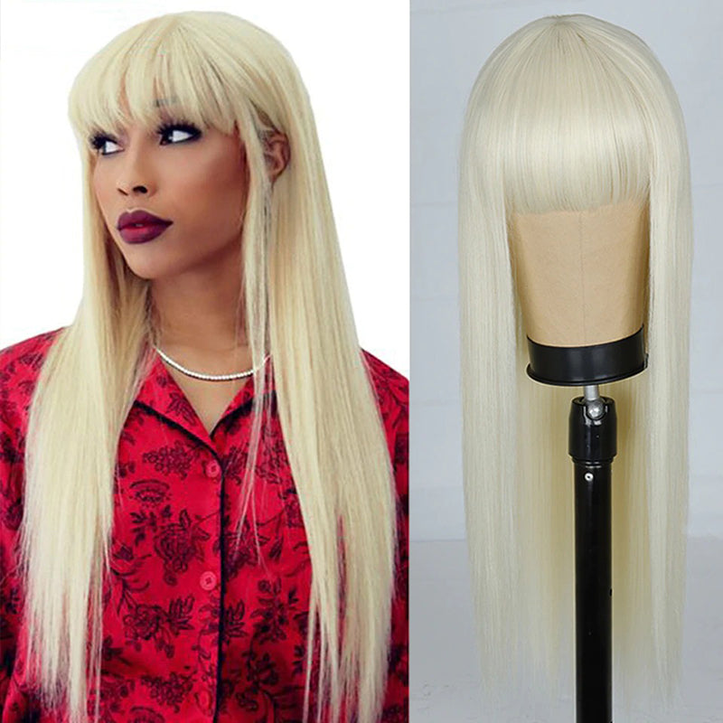 Women's Multi-color Wig Set Long Straight Short Hair with Bangs 4