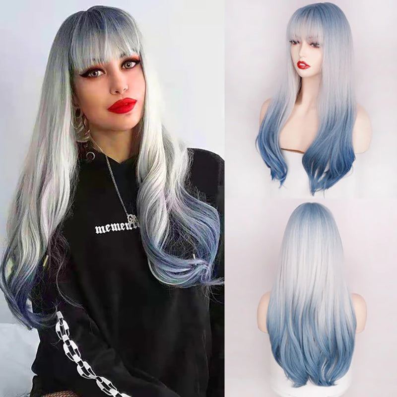 Women's Multi-color Wig Set Long Straight Short Hair with Bangs 60