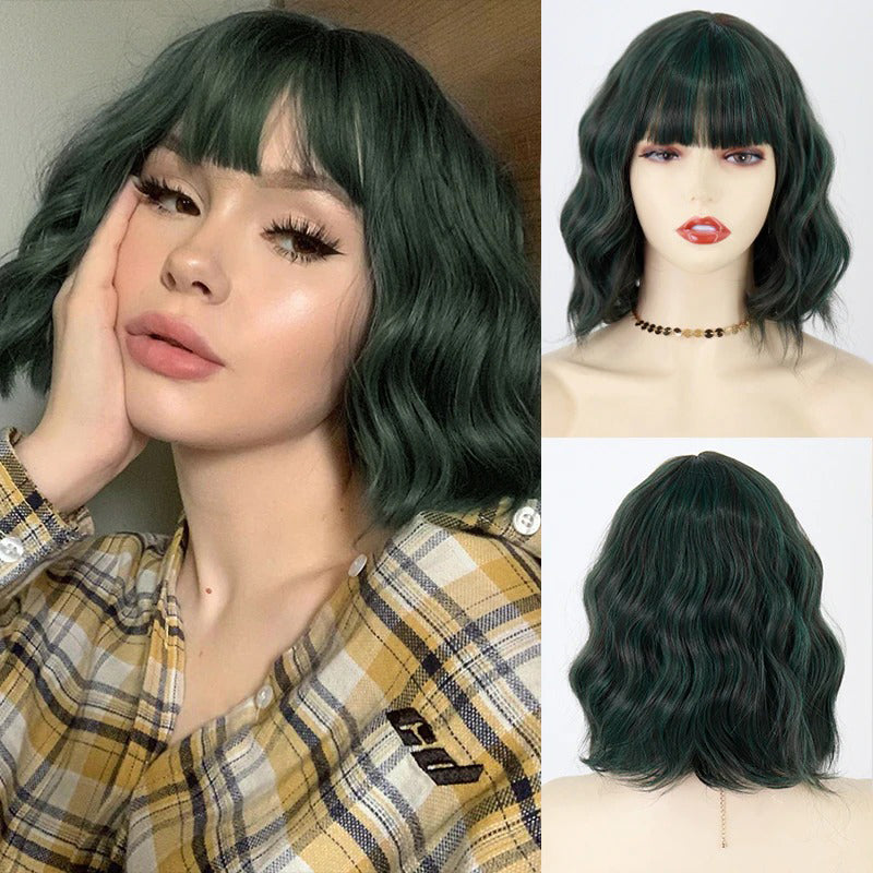 Women's Ombre Blonde Hair Wig Short Wavy High-Temperature Fiber 15