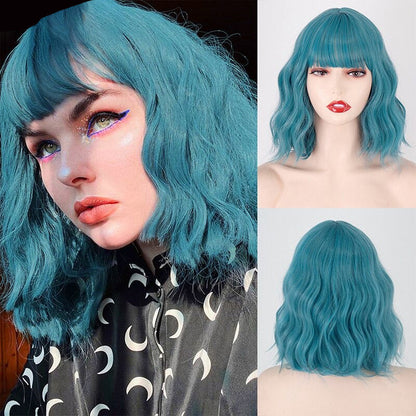 Women's Ombre Blonde Hair Wig Short Wavy High-Temperature Fiber 19
