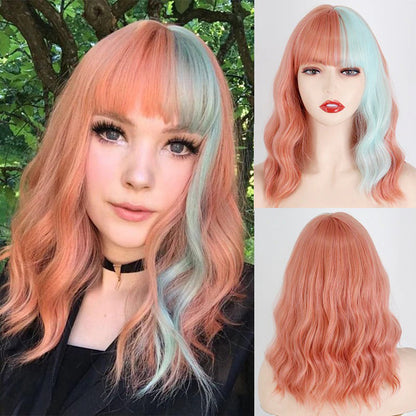 Women's Ombre Blonde Hair Wig Short Wavy High-Temperature Fiber 22