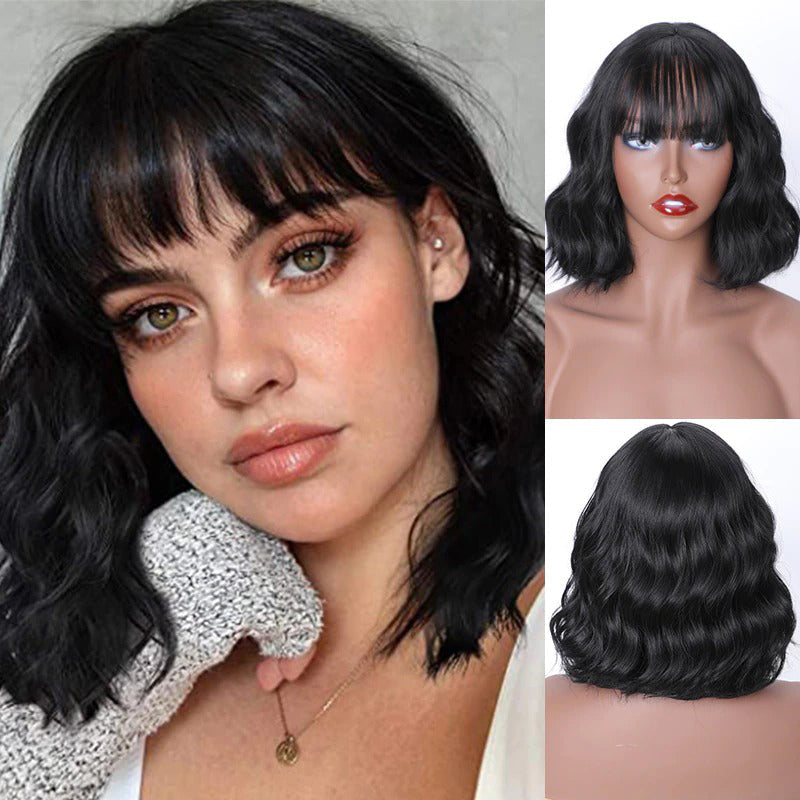 Women's Ombre Blonde Hair Wig Short Wavy High-Temperature Fiber 6