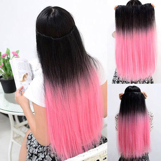 Women's Ombre Clip-In Hair Extensions 22 Inches High-Temperature Fiber 0