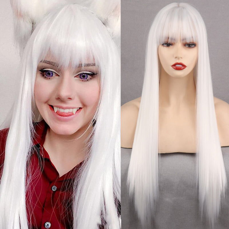 Women's Ombre Wig Pink and Black Long Straight High-Temperature Fiber 25