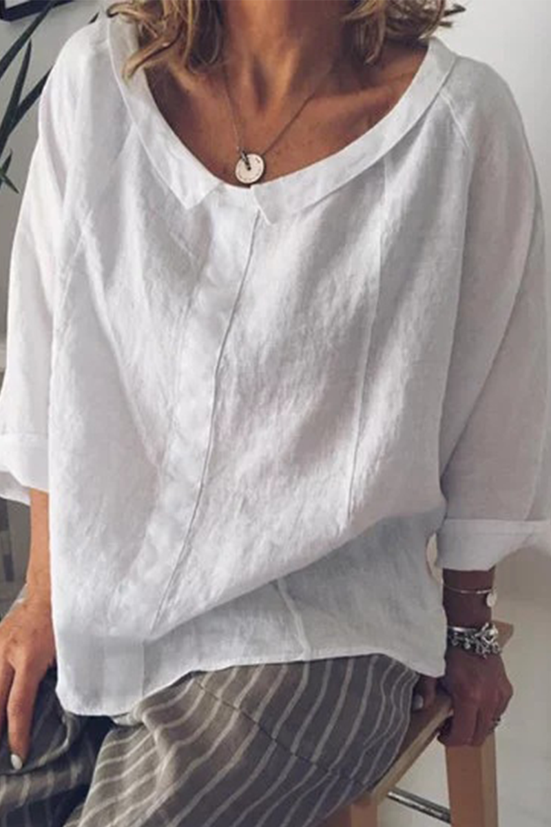 Women's Oversized Casual Top in Lightweight Cotton with 3/4 Sleeves and Round Neck – Comfortable Everyday Wear 1