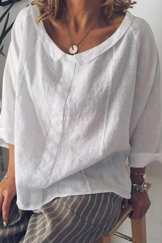 Women's Oversized Casual Top in Lightweight Cotton with 3/4 Sleeves and Round Neck – Comfortable Everyday Wear 1