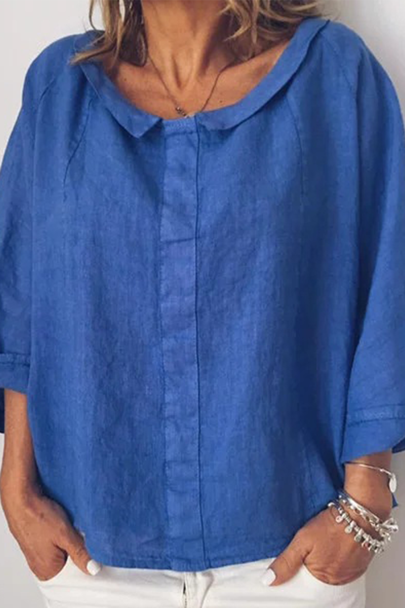 Women's Oversized Casual Top in Lightweight Cotton with 3/4 Sleeves and Round Neck – Comfortable Everyday Wear 3
