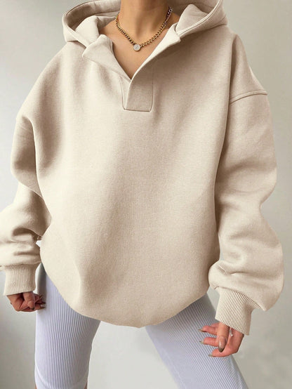 Women's Oversized Hoodie Grey Cotton Casual Sweatshirt - 8