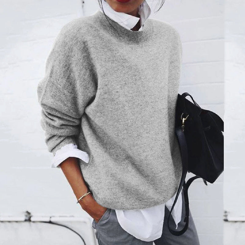 Women's Oversized Sweater in Beige – Soft Wool Blend, Long Sleeve Cozy Knit 1