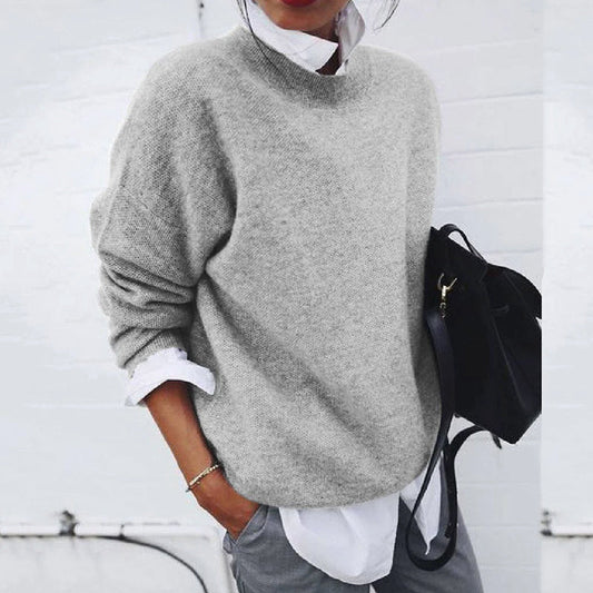 Women's Oversized Sweater in Beige – Soft Wool Blend, Long Sleeve Cozy Knit 1