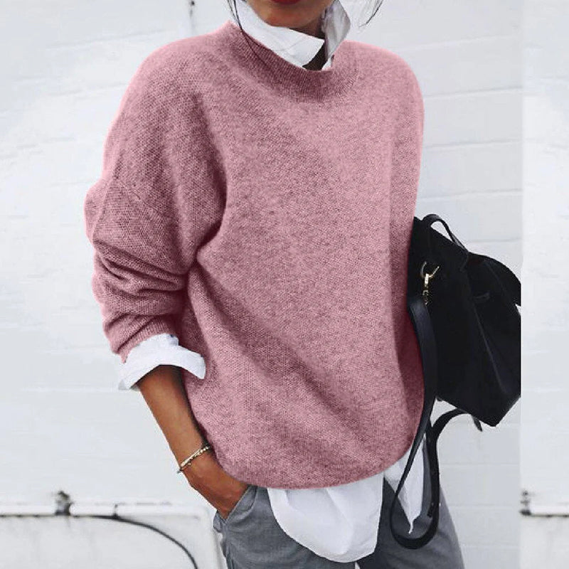 Women's Oversized Sweater in Beige – Soft Wool Blend, Long Sleeve Cozy Knit 3