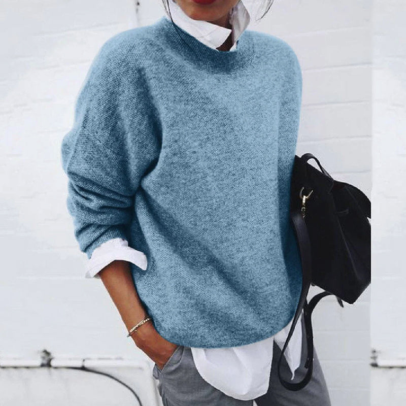 Women's Oversized Sweater in Beige – Soft Wool Blend, Long Sleeve Cozy Knit 5