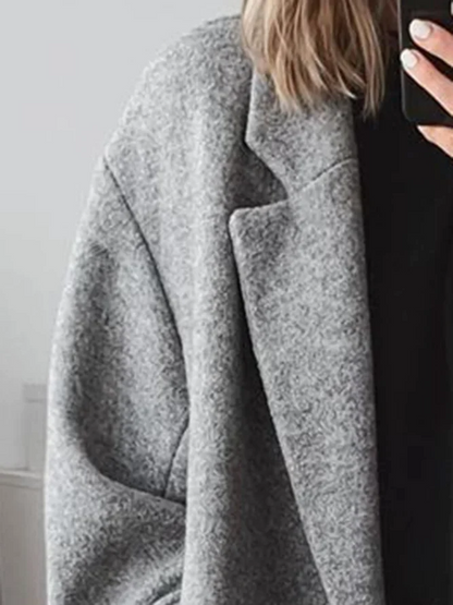 Women's Winter Coat Black Oversized Wool Blend Longline - 4