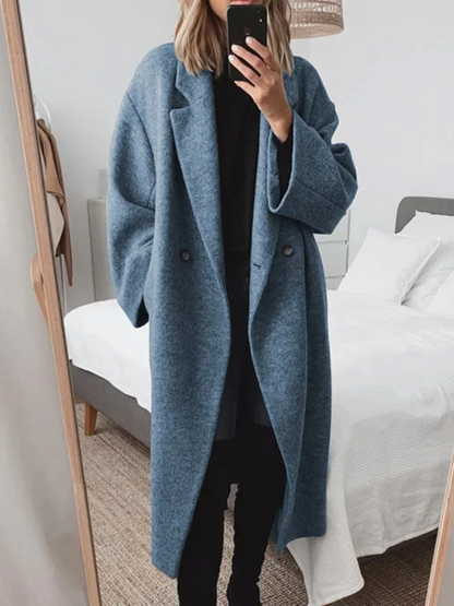 Women's Winter Coat Black Oversized Wool Blend Longline - 5