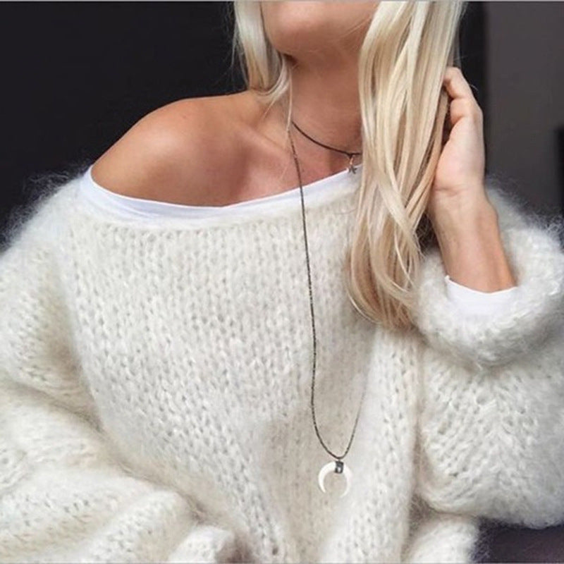 Womens Oversized Chunky Knit Sweater - Longline Crew Neck Drop Shoulder 6