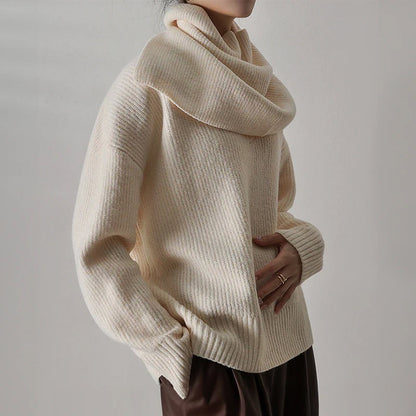 Women's Oversized Sweater - Ribbed Knit Turtleneck, Relaxed Fit Acrylic Blend 4