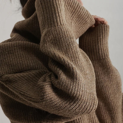 Women's Oversized Sweater - Ribbed Knit Turtleneck, Relaxed Fit Acrylic Blend 7