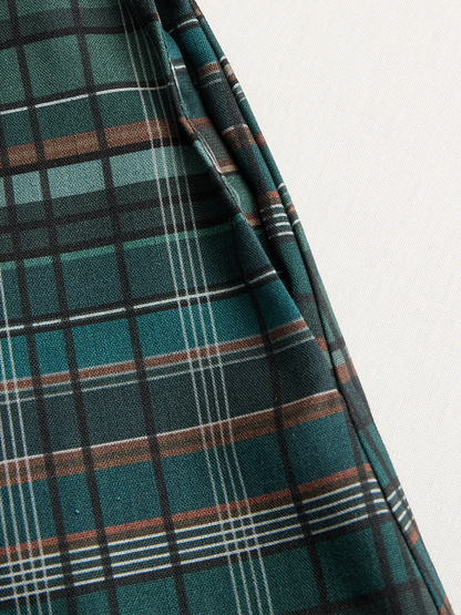 Women's Plaid Lapel Single-Breasted Shirt Maxi Dress – product view | Hensley London