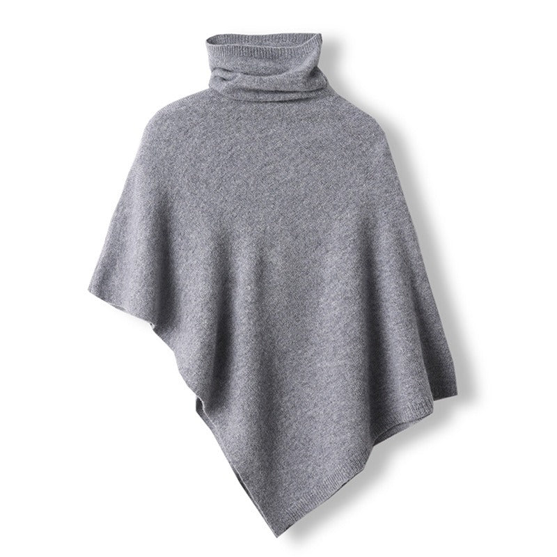 Oversized Wool Blend Poncho Top with Cowl Neck and Asymmetrical Hem – Women's Fall Fashion 4