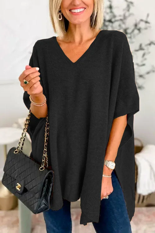 Womens Relaxed Fit Poncho – Soft Knit V-Neck Layering Piece for Casual Wear 6