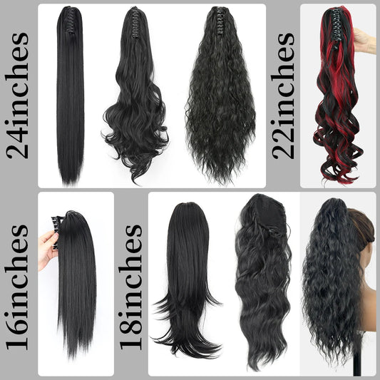 Women's Ponytail Extension 24 Inch Straight Synthetic Heat Resistant 1