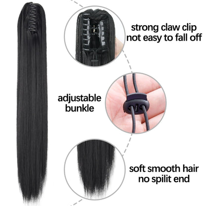 Women's Ponytail Extension 24 Inch Straight Synthetic Heat Resistant 3