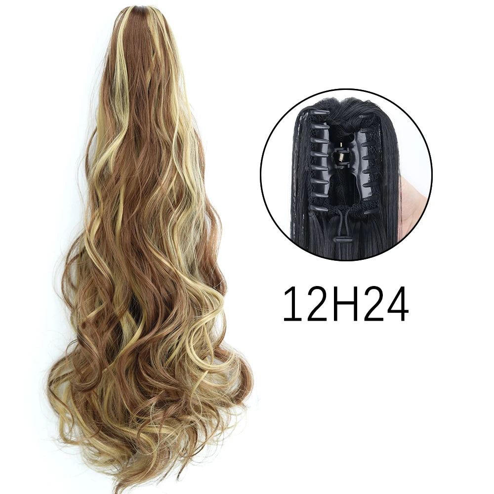 Women's Ponytail Extension 24 Inch Straight Synthetic Heat Resistant 55