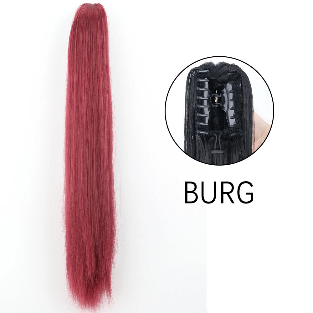 Women's Ponytail Extension 24 Inch Straight Synthetic Heat Resistant 74