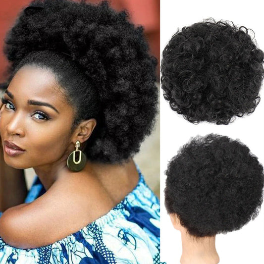 Women's Ponytail Extension Black Kinky Fiber Hair Extensions 1