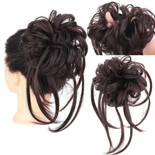 Women's Ponytail Extension Brown High-Temperature Fiber Messy Curly Hair 1