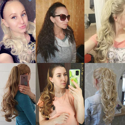 Women's Ponytail Extension Long Wavy Clip-In 18 Inch High-Temperature Fiber 5