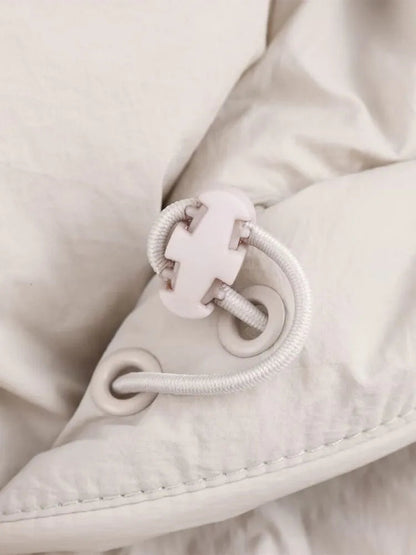 Women's Black Puffer Jacket Quilted Polyester with Hood - 7