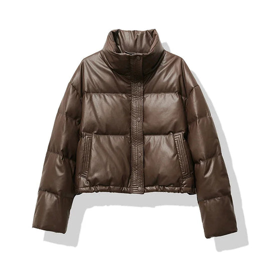 Women's Puffer Jacket Black Quilted - 1