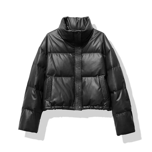 Women's Puffer Jacket Black Quilted - 2