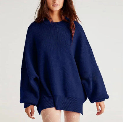 Womens Oversized Sweater - Black Soft Knit with Side Slits, Casual Long Sleeve 12