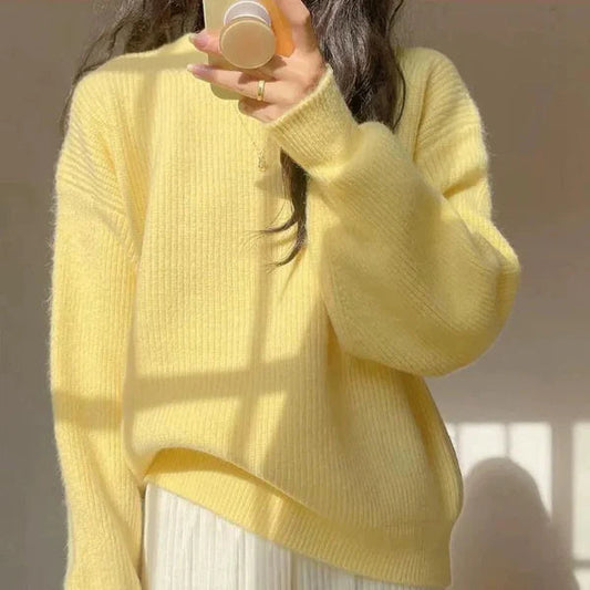 Women's Oversized Pullover Sweater - Soft Knit with Dropped Shoulders and Ribbed Trim 1