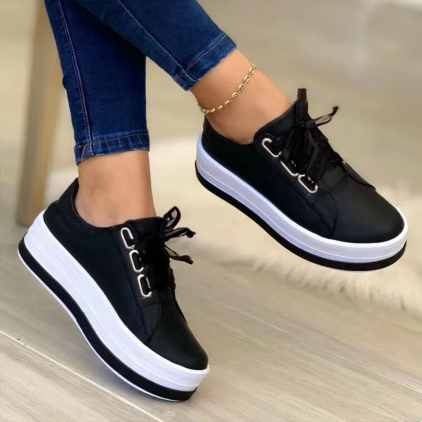 Women's Retro Sneakers in Gold, Rose Gold, Silver, and Black – Stylish Casual Footwear 3