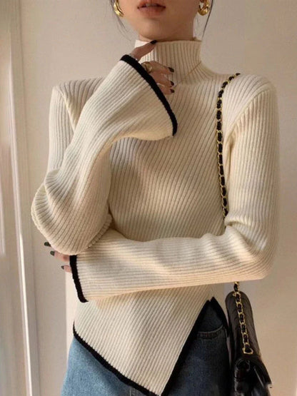 Womens Sweater Ribbed Knit Black Soft Knit Blend with Flared Sleeves 5