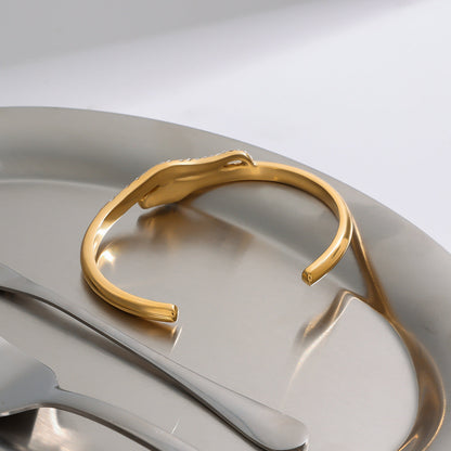Women's Serpentine Bangle Gold Stainless Steel with Diamond Simulants 5