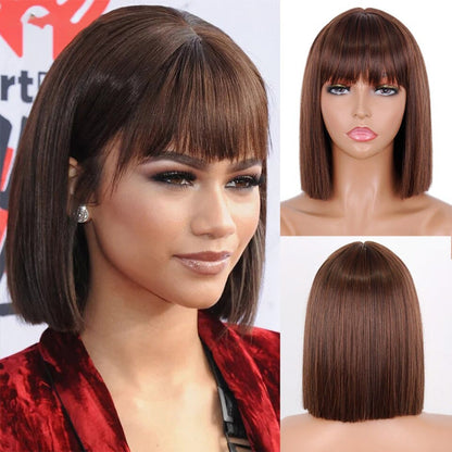 Women's Short Bob Wig Silver Gray High-Temperature Fiber 21