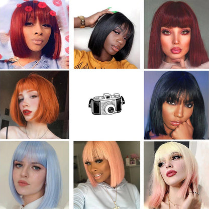Women's Short Bob Wig Silver Gray High-Temperature Fiber 4