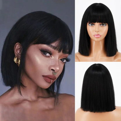 Women's Short Bob Wig Silver Gray High-Temperature Fiber 6