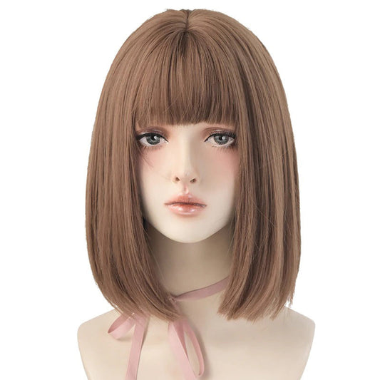 Women's Short Wig Black Heat Resistant Synthetic Hair with Bangs 0
