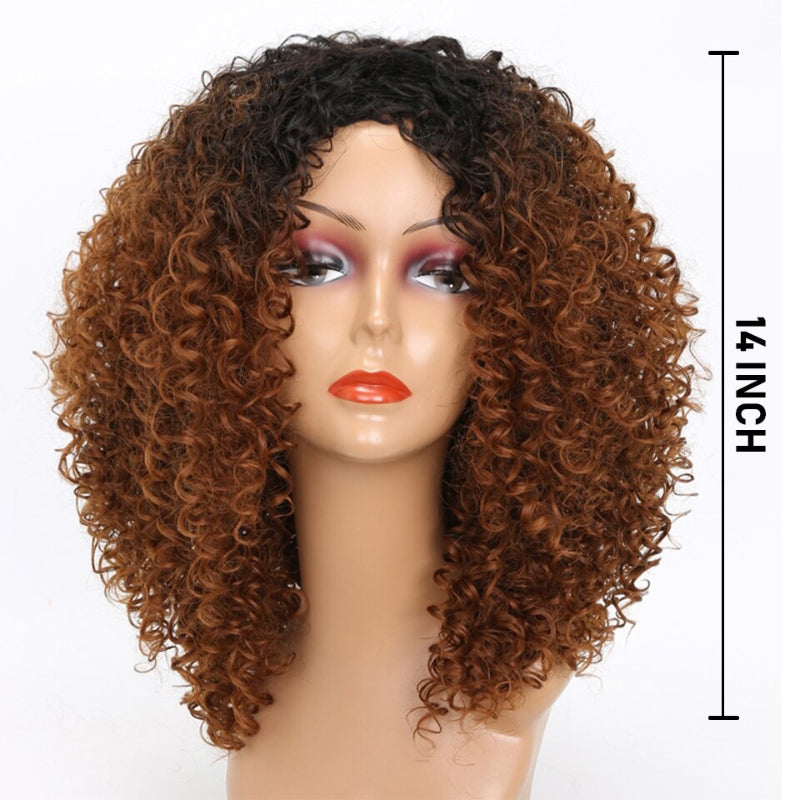 Women's Short Wig Blonde Kinky Curly High-Temperature Fiber 16