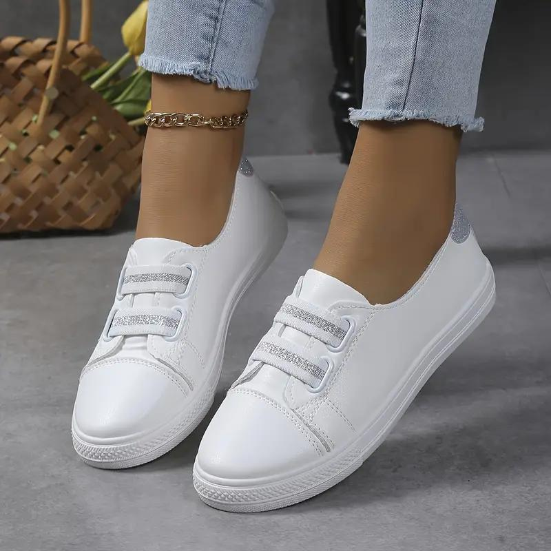 Women's Slip-On Sneakers with Elastic Band and Rounded Toe – Comfortable Rubber Sole for Everyday Wear 1