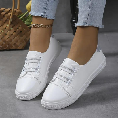 Women's Slip-On Sneakers with Elastic Band and Rounded Toe – Comfortable Rubber Sole for Everyday Wear 1